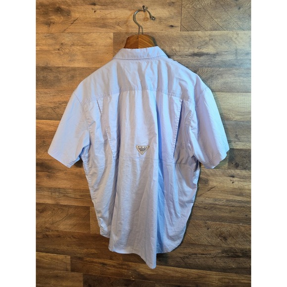 Columbia PFG Shirt Mens XL Blue Short Sleeve Vented Fishing Button Front Outdoor - Picture 3 of 9